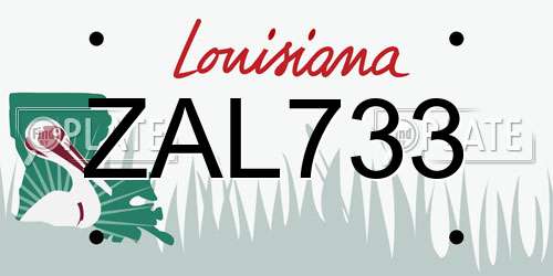 ZAL733 Louisiana License Plate