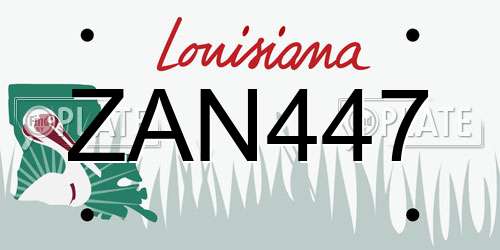 ZAN447 Louisiana License Plate