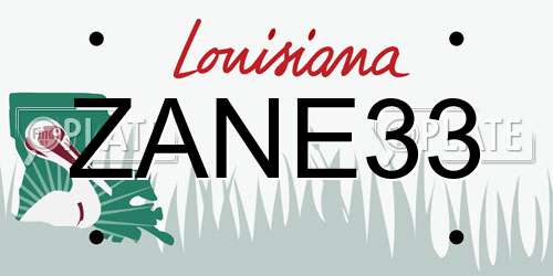 ZANE33 Louisiana License Plate