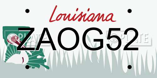ZAOG52 Louisiana License Plate