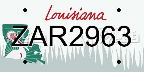 ZAR2963 Louisiana License Plate
