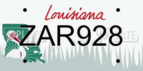 ZAR928 Louisiana License Plate