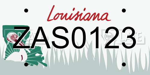 ZAS0123 Louisiana License Plate