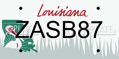 ZASB87 Louisiana License Plate