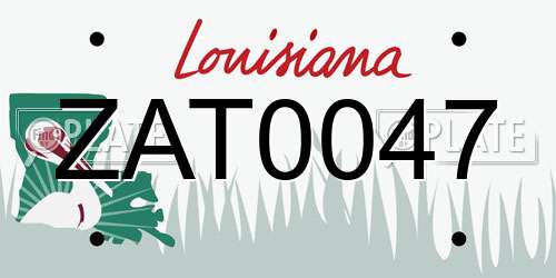 ZAT0047 Louisiana License Plate