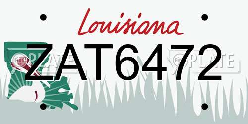 ZAT6472 Louisiana License Plate