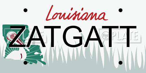 ZATGATT Louisiana License Plate