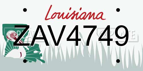 ZAV4749 Louisiana License Plate