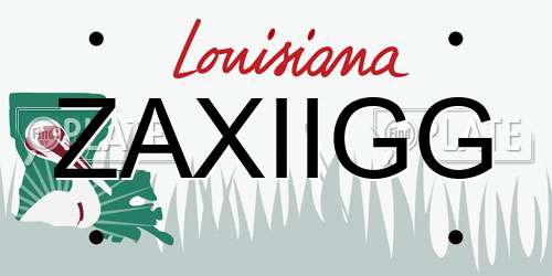 ZAXIIGG Louisiana License Plate