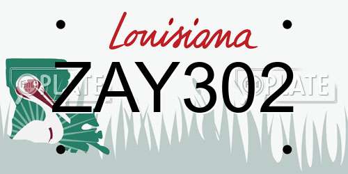 ZAY302 Louisiana License Plate