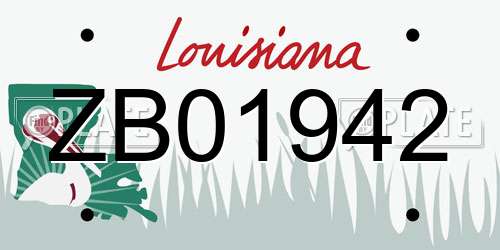 ZB01942 Louisiana License Plate