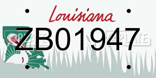 ZB01947 Louisiana License Plate