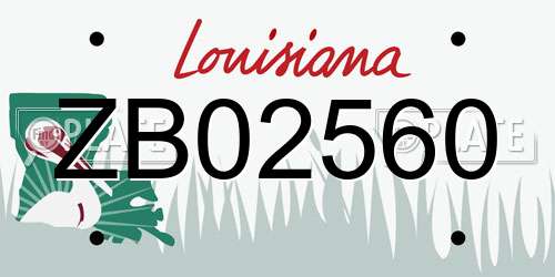 ZB02560 Louisiana License Plate