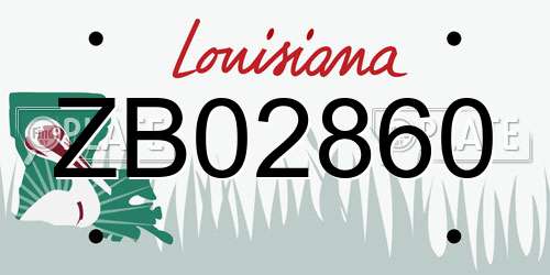 ZB02860 Louisiana License Plate