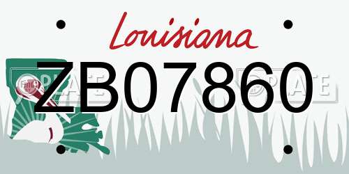 ZB07860 Louisiana License Plate