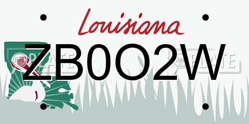 ZB0O2W Louisiana License Plate
