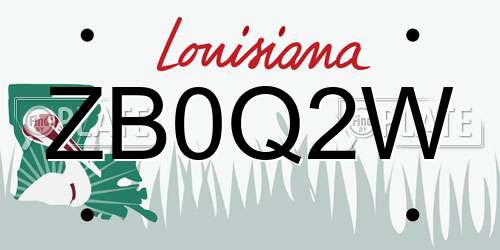 ZB0Q2W Louisiana License Plate
