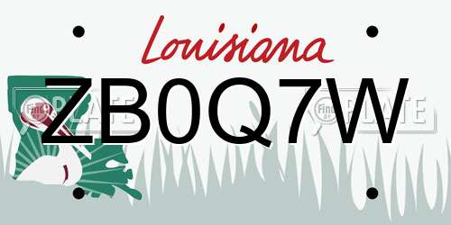 ZB0Q7W Louisiana License Plate