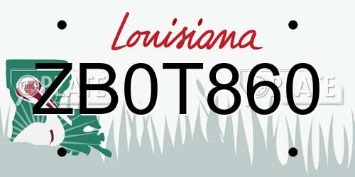 ZB0T860 Louisiana License Plate