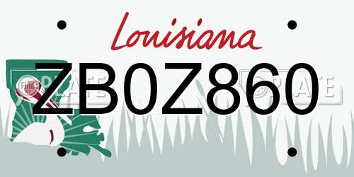 ZB0Z860 Louisiana License Plate