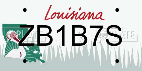 ZB1B7S Louisiana License Plate