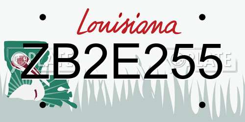 ZB2E255 Louisiana License Plate