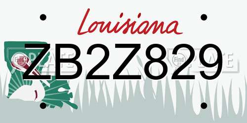 ZB2Z829 Louisiana License Plate