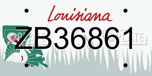 ZB36861 Louisiana License Plate