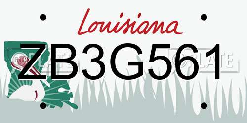 ZB3G561 Louisiana License Plate