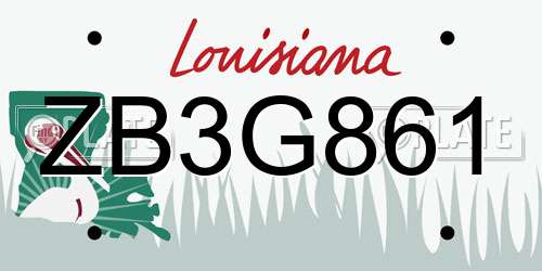 ZB3G861 Louisiana License Plate