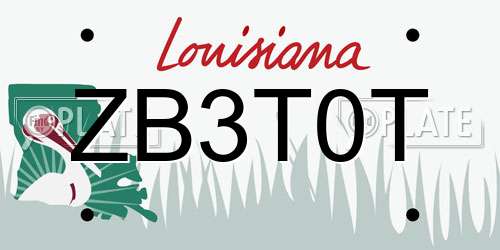 ZB3T0T Louisiana License Plate