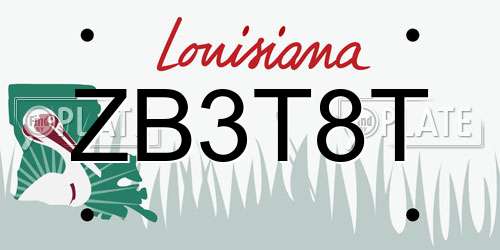 ZB3T8T Louisiana License Plate