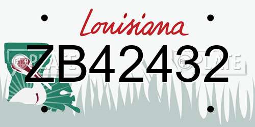 ZB42432 Louisiana License Plate