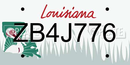 ZB4J776 Louisiana License Plate