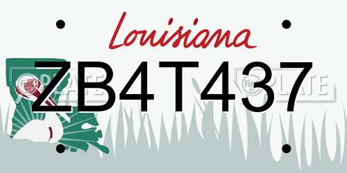 ZB4T437 Louisiana License Plate