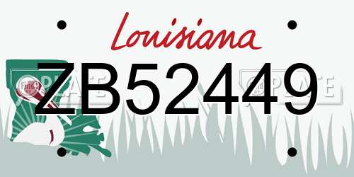ZB52449 Louisiana License Plate