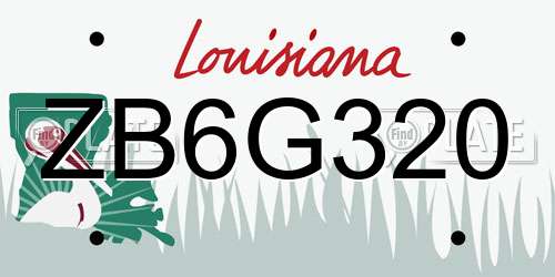 ZB6G320 Louisiana License Plate