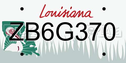 ZB6G370 Louisiana License Plate