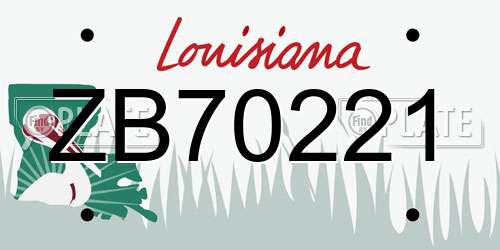 ZB70221 Louisiana License Plate