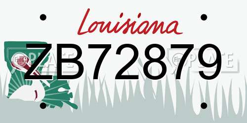 ZB72879 Louisiana License Plate