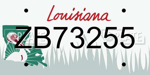 ZB73255 Louisiana License Plate