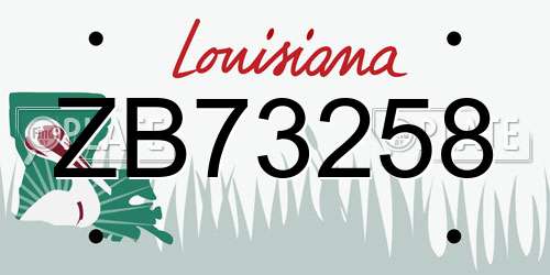 ZB73258 Louisiana License Plate