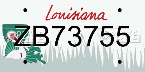 ZB73755 Louisiana License Plate