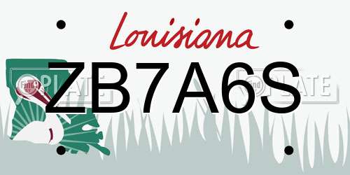 ZB7A6S Louisiana License Plate