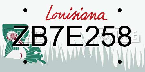 ZB7E258 Louisiana License Plate