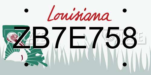 ZB7E758 Louisiana License Plate