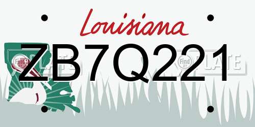 ZB7Q221 Louisiana License Plate