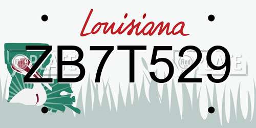 ZB7T529 Louisiana License Plate