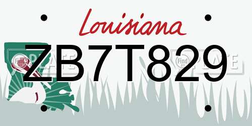ZB7T829 Louisiana License Plate