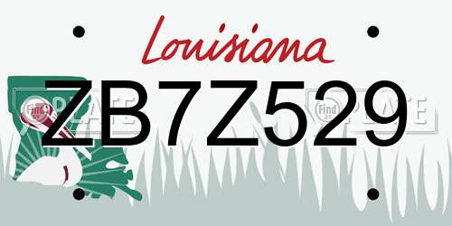 ZB7Z529 Louisiana License Plate